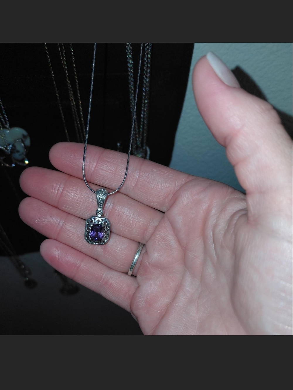 Sterling Silver Amethyst Pendant Necklace - Purple
